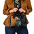 Hawaiian Halloween Shoulder Handbag Horror Shaka Hand with Plumeria and Polynesian Tattoo Autumn Color