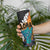 Hawaiian Halloween Skinny Tumbler Horror Shaka Hand with Plumeria and Polynesian Tattoo Autumn Color