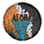 Hawaiian Halloween Spare Tire Cover Horror Shaka Hand with Plumeria and Polynesian Tattoo Autumn Color