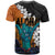 Hawaiian Halloween T Shirt Horror Shaka Hand with Plumeria and Polynesian Tattoo Autumn Color