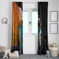 Hawaiian Halloween Window Curtain Horror Shaka Hand with Plumeria and Polynesian Tattoo Autumn Color LT03 - Polynesian Pride