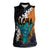 Hawaiian Halloween Women Sleeveless Polo Shirt Horror Shaka Hand with Plumeria and Polynesian Tattoo Autumn Color