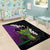 Hawaiian Halloween Area Rug Horror Shaka Hand with Plumeria and Polynesian Tattoo Midnight Color