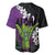 Hawaiian Halloween Baseball Jersey Horror Shaka Hand with Plumeria and Polynesian Tattoo Midnight Color