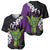 Hawaiian Halloween Baseball Jersey Horror Shaka Hand with Plumeria and Polynesian Tattoo Midnight Color