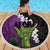 Hawaiian Halloween Beach Blanket Horror Shaka Hand with Plumeria and Polynesian Tattoo Midnight Color