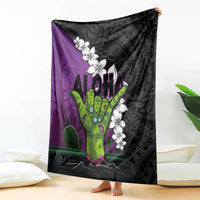 Hawaiian Halloween Blanket Horror Shaka Hand with Plumeria and Polynesian Tattoo Midnight Color LT03 - Polynesian Pride