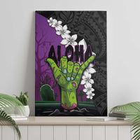 Hawaiian Halloween Canvas Wall Art Horror Shaka Hand with Plumeria and Polynesian Tattoo Midnight Color LT03 - Polynesian Pride