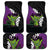 Hawaiian Halloween Car Mats Horror Shaka Hand with Plumeria and Polynesian Tattoo Midnight Color