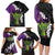 Hawaiian Halloween Family Matching Long Sleeve Bodycon Dress and Hawaiian Shirt Horror Shaka Hand with Plumeria and Polynesian Tattoo Midnight Color