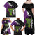 Hawaiian Halloween Family Matching Off Shoulder Maxi Dress and Hawaiian Shirt Horror Shaka Hand with Plumeria and Polynesian Tattoo Midnight Color