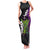 Hawaiian Halloween Family Matching Tank Maxi Dress and Hawaiian Shirt Horror Shaka Hand with Plumeria and Polynesian Tattoo Midnight Color