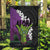 Hawaiian Halloween Garden Flag Horror Shaka Hand with Plumeria and Polynesian Tattoo Midnight Color