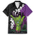 Hawaiian Halloween Hawaiian Shirt Horror Shaka Hand with Plumeria and Polynesian Tattoo Midnight Color