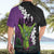 Hawaiian Halloween Hawaiian Shirt Horror Shaka Hand with Plumeria and Polynesian Tattoo Midnight Color