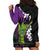 Hawaiian Halloween Hoodie Dress Horror Shaka Hand with Plumeria and Polynesian Tattoo Midnight Color