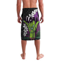 Hawaiian Halloween Lavalava Horror Shaka Hand with Plumeria and Polynesian Tattoo Midnight Color LT03 - Polynesian Pride