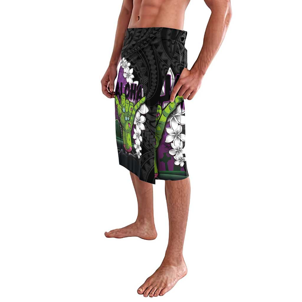 Hawaiian Halloween Lavalava Horror Shaka Hand with Plumeria and Polynesian Tattoo Midnight Color LT03 - Polynesian Pride