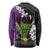 Hawaiian Halloween Long Sleeve Shirt Horror Shaka Hand with Plumeria and Polynesian Tattoo Midnight Color