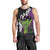 Hawaiian Halloween Men Tank Top Horror Shaka Hand with Plumeria and Polynesian Tattoo Midnight Color