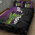 Hawaiian Halloween Quilt Bed Set Horror Shaka Hand with Plumeria and Polynesian Tattoo Midnight Color