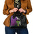 Hawaiian Halloween Shoulder Handbag Horror Shaka Hand with Plumeria and Polynesian Tattoo Midnight Color