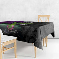 Hawaiian Halloween Tablecloth Horror Shaka Hand with Plumeria and Polynesian Tattoo Midnight Color LT03 - Polynesian Pride