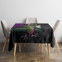 Hawaiian Halloween Tablecloth Horror Shaka Hand with Plumeria and Polynesian Tattoo Midnight Color LT03 - Polynesian Pride