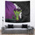 Hawaiian Halloween Tapestry Horror Shaka Hand with Plumeria and Polynesian Tattoo Midnight Color