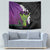 Hawaiian Halloween Tapestry Horror Shaka Hand with Plumeria and Polynesian Tattoo Midnight Color