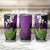 Hawaiian Halloween Tumbler Cup Horror Shaka Hand with Plumeria and Polynesian Tattoo Midnight Color