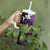 Hawaiian Halloween Tumbler With Handle Horror Shaka Hand with Plumeria and Polynesian Tattoo Midnight Color