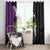 Hawaiian Halloween Window Curtain Horror Shaka Hand with Plumeria and Polynesian Tattoo Midnight Color