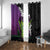 Hawaiian Halloween Window Curtain Horror Shaka Hand with Plumeria and Polynesian Tattoo Midnight Color