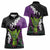 Hawaiian Halloween Women Polo Shirt Horror Shaka Hand with Plumeria and Polynesian Tattoo Midnight Color