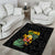 Hawaiian Halloween Area Rug Aloha Pinapple with Mysterious Hands and Polynesian Tribal Tattoo