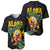 Hawaiian Halloween Baseball Jersey Aloha Pinapple with Mysterious Hands and Polynesian Tribal Tattoo