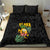 Hawaiian Halloween Bedding Set Aloha Pinapple with Mysterious Hands and Polynesian Tribal Tattoo