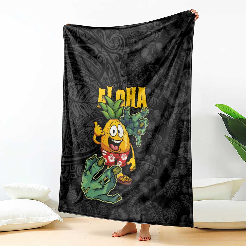 Hawaiian Halloween Blanket Aloha Pinapple with Mysterious Hands and Polynesian Tribal Tattoo LT03 - Polynesian Pride