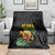 Hawaiian Halloween Blanket Aloha Pinapple with Mysterious Hands and Polynesian Tribal Tattoo