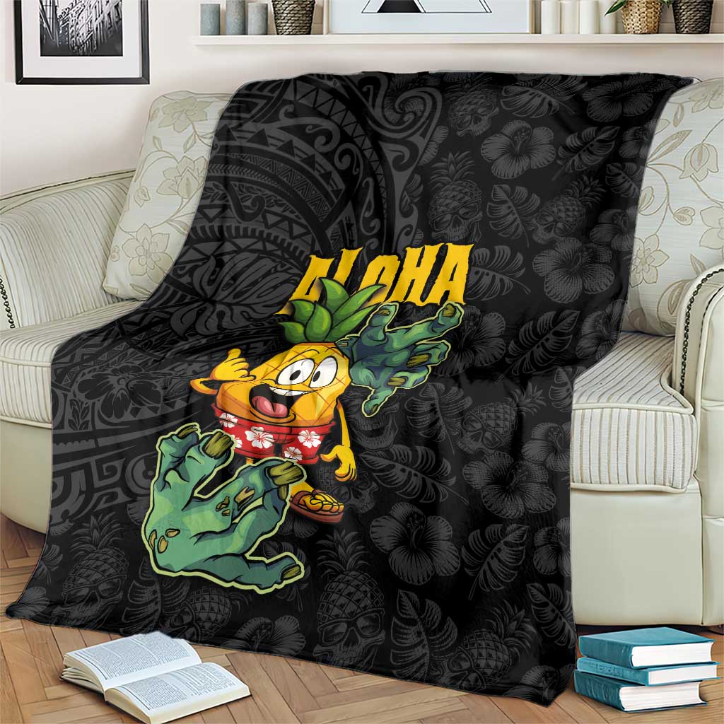 Hawaiian Halloween Blanket Aloha Pinapple with Mysterious Hands and Polynesian Tribal Tattoo LT03 - Polynesian Pride
