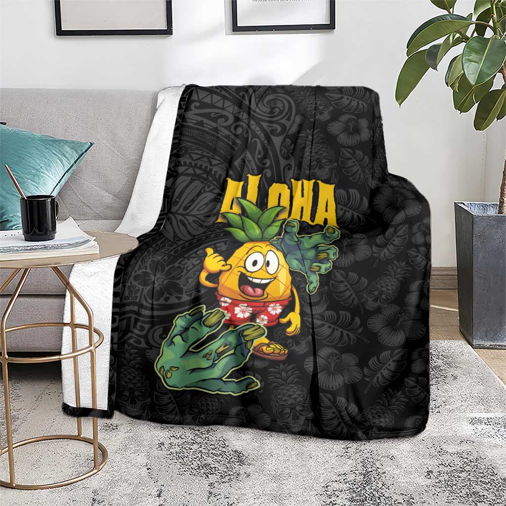 Hawaiian Halloween Blanket Aloha Pinapple with Mysterious Hands and Polynesian Tribal Tattoo LT03 - Polynesian Pride