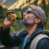 Hawaiian Halloween 4 in 1 Can Cooler Tumbler Aloha Pinapple with Mysterious Hands and Polynesian Tribal Tattoo