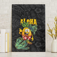 Hawaiian Halloween Canvas Wall Art Aloha Pinapple with Mysterious Hands and Polynesian Tribal Tattoo LT03 Without Frame Black - Polynesian Pride