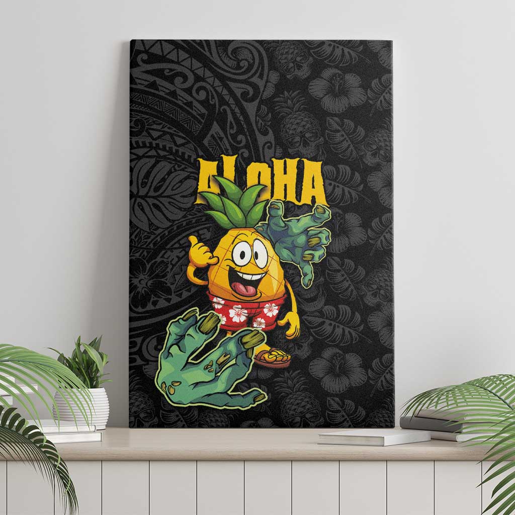 Hawaiian Halloween Canvas Wall Art Aloha Pinapple with Mysterious Hands and Polynesian Tribal Tattoo LT03 - Polynesian Pride