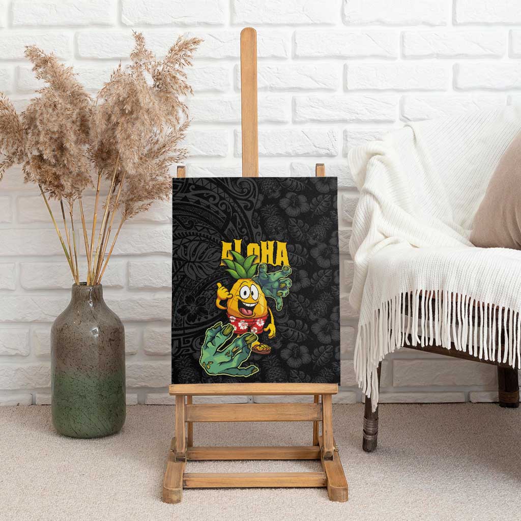 Hawaiian Halloween Canvas Wall Art Aloha Pinapple with Mysterious Hands and Polynesian Tribal Tattoo LT03 - Polynesian Pride