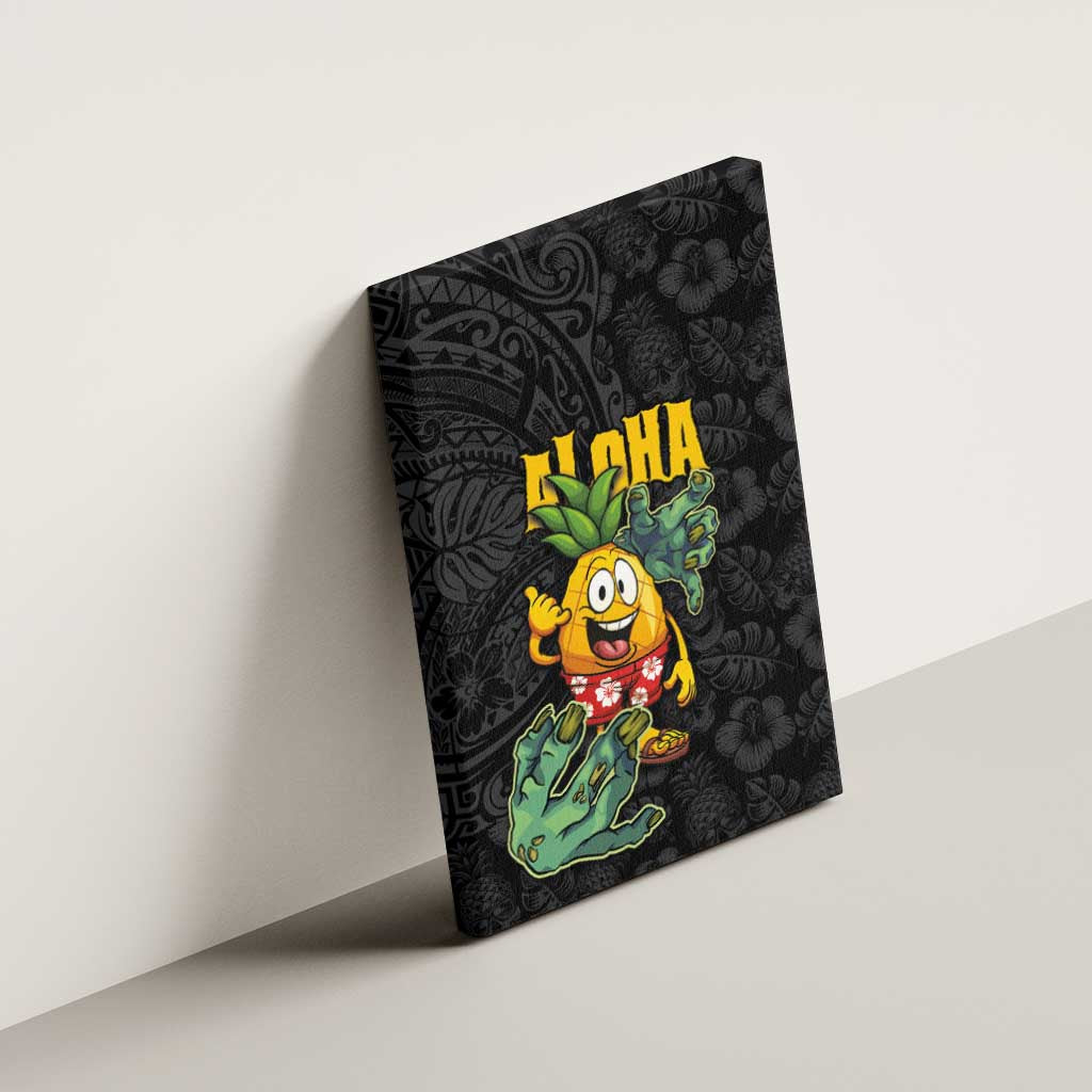 Hawaiian Halloween Canvas Wall Art Aloha Pinapple with Mysterious Hands and Polynesian Tribal Tattoo LT03 - Polynesian Pride