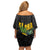 Hawaiian Halloween Family Matching Off Shoulder Short Dress and Hawaiian Shirt Aloha Pinapple with Mysterious Hands and Polynesian Tribal Tattoo