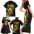 Hawaiian Halloween Family Matching Short Sleeve Bodycon Dress and Hawaiian Shirt Aloha Pinapple with Mysterious Hands and Polynesian Tribal Tattoo