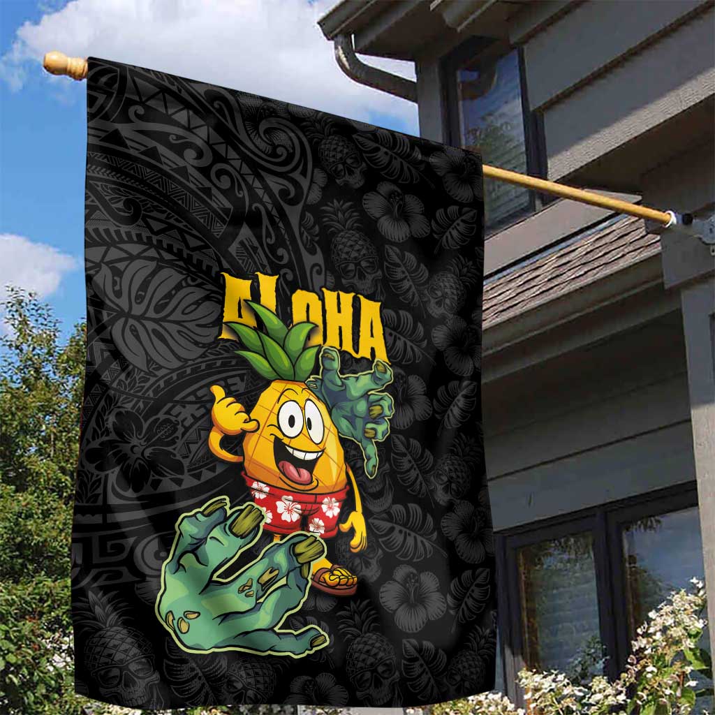 Hawaiian Halloween Garden Flag Aloha Pinapple with Mysterious Hands and Polynesian Tribal Tattoo LT03 - Polynesian Pride